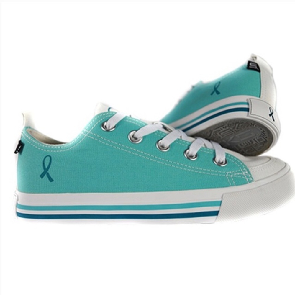 SKICKS Hope Unisex Teal Color athletic/sneaker With Breast Cancer Ribb…